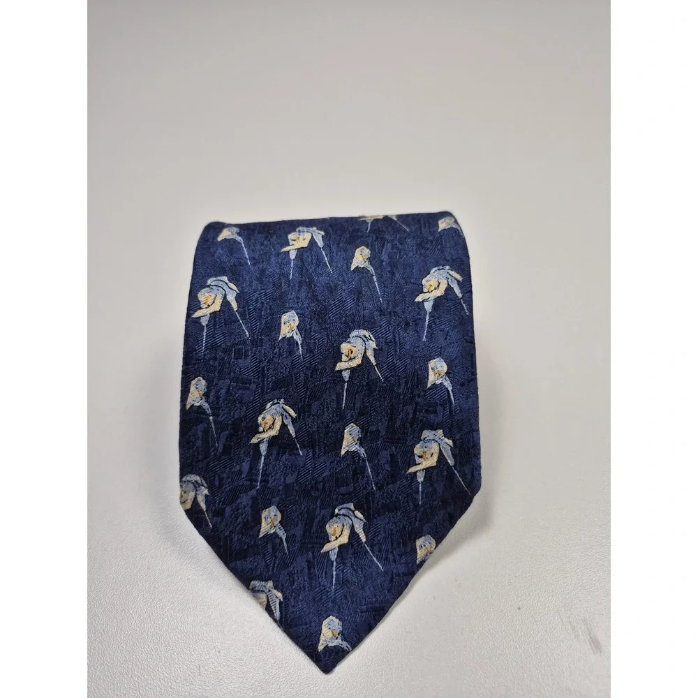 Ermenegildo Zegna Tie Mens One Size Blue Geometric 100% Silk Made In Italy